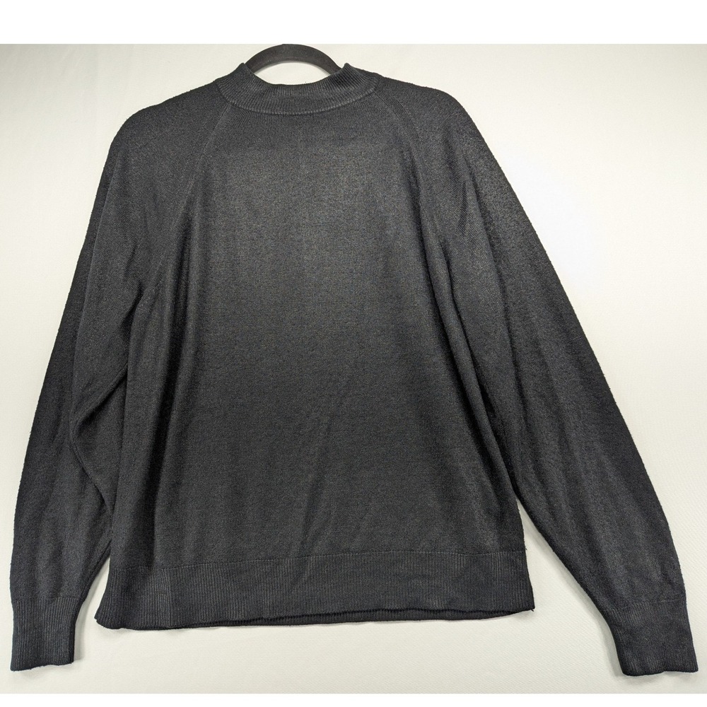 Designer Originals Black Luxelon‎ Mock Neck Back Zip Raglan Sweater Mens Large